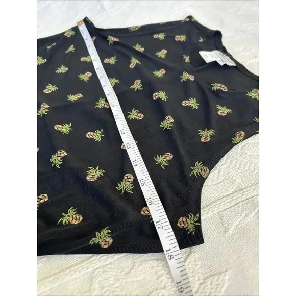 Vintage Pineapple Print Coldwater Creek black stretch Maxi Dress USA Made Sz M - Picture 3 of 9